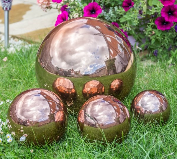 28cm Copper Effect Stainless Steel Gazing Globe Sphere