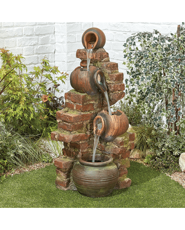 Fallen Jugs 3-Tier Cascade Water Feature With LED Lights