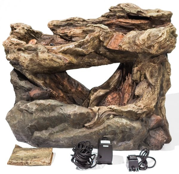 H77cm Montana Falls Log & Rock Cascading Water Feature with Lights - by Ambienté
