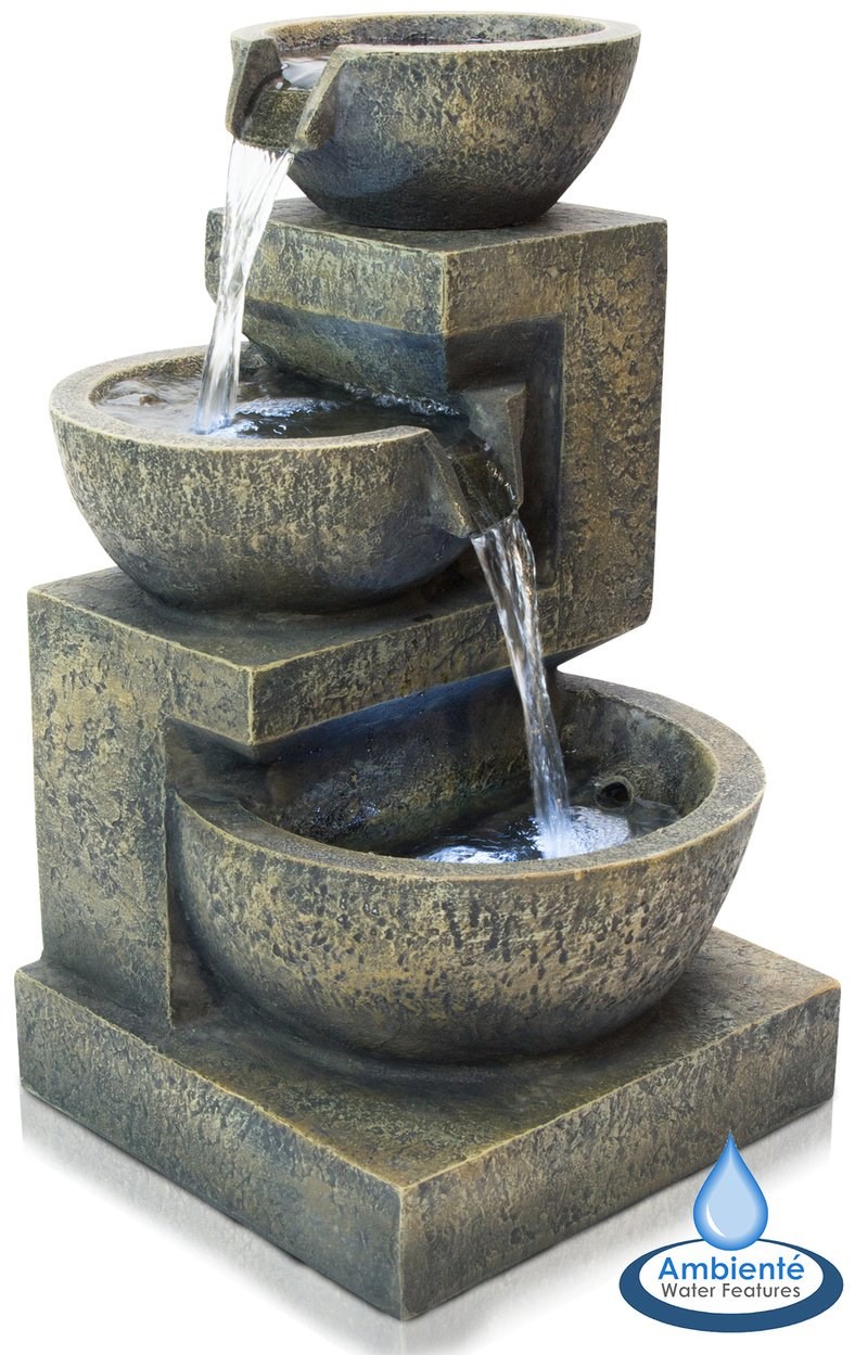 Kendal Dark Granite Effect Tiered Cascade Water Feature With LED Lights