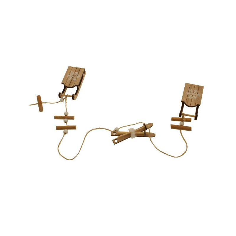 Charming Christmas Wooden Sleigh And Ski Garland