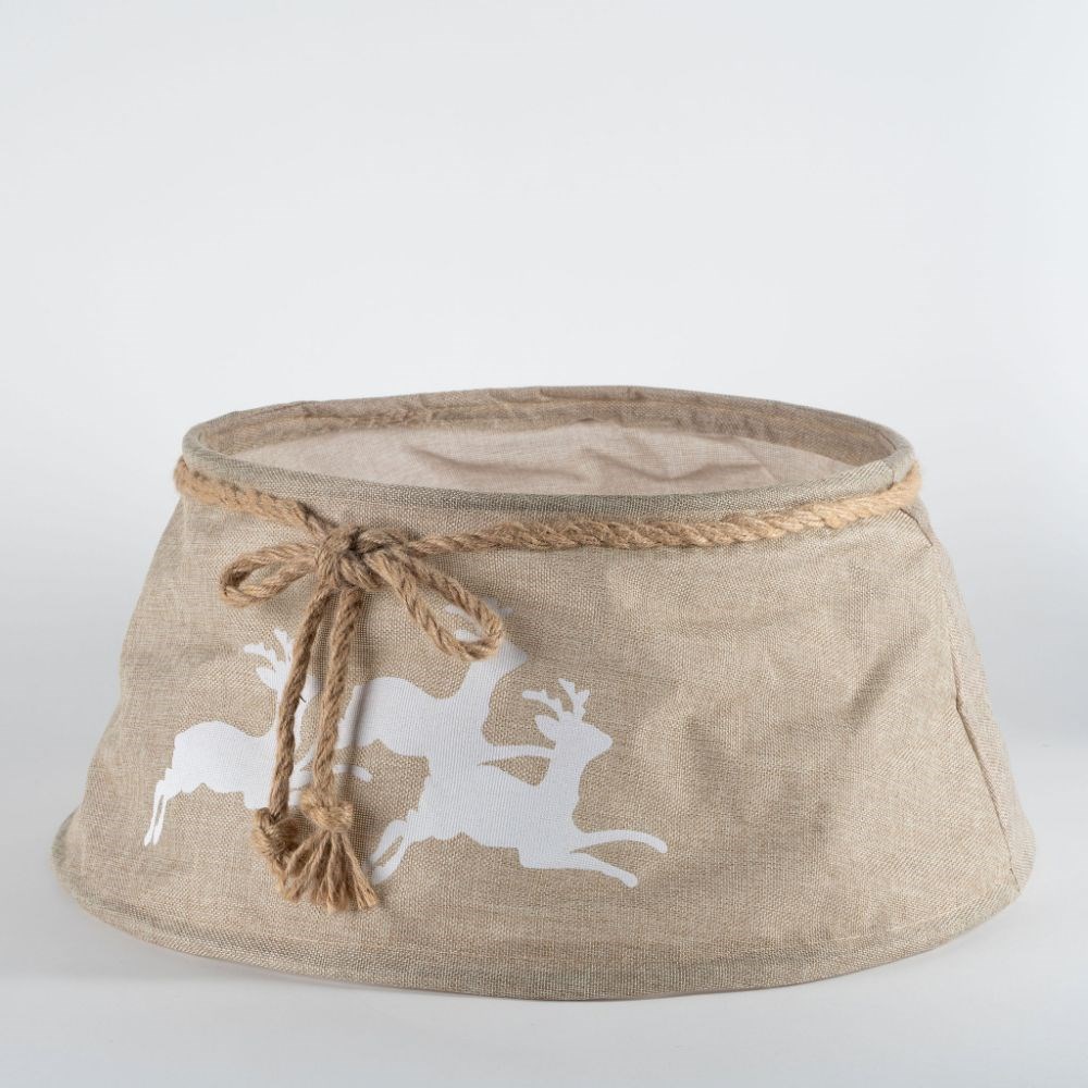 56cm Burlap With Reindeer Christmas Tree Skirt