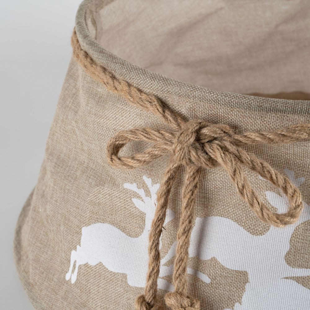 56cm Burlap With Reindeer Christmas Tree Skirt