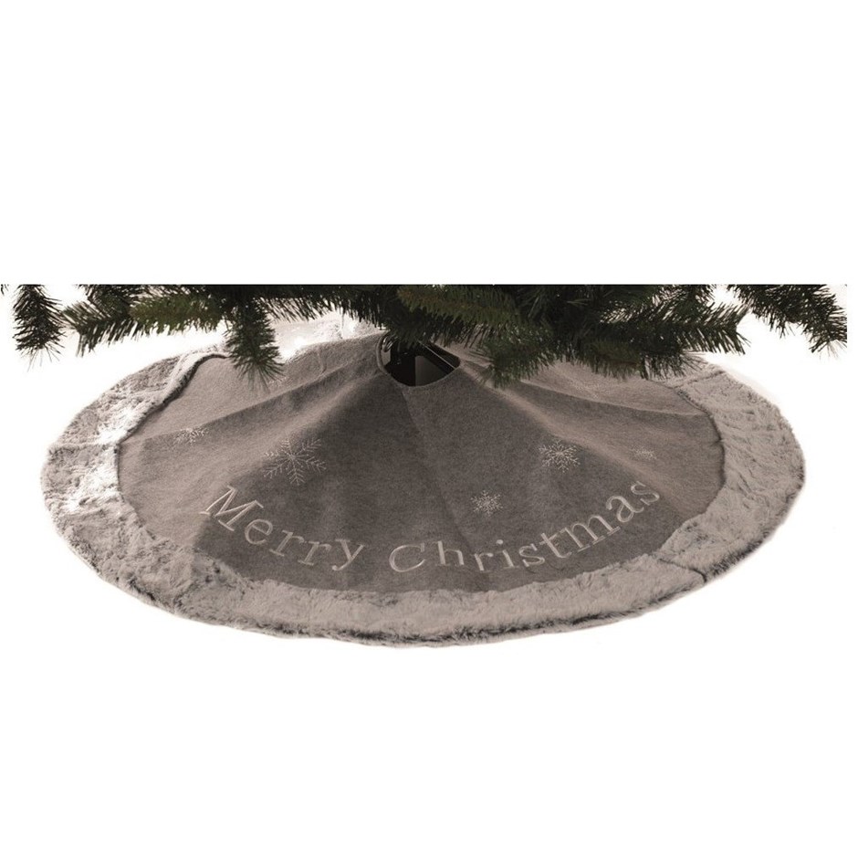 100cm Grey Fur Christmas Tree Skirt