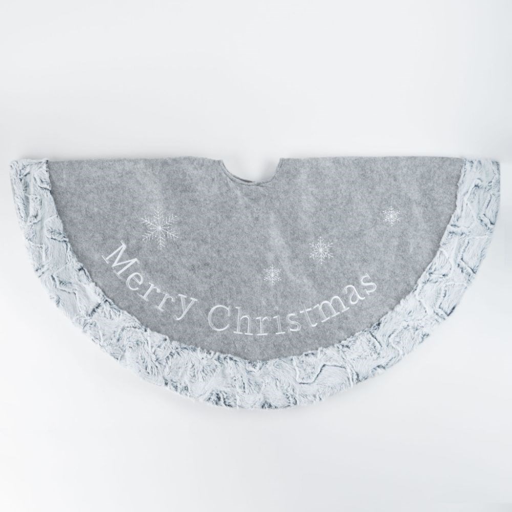 100cm Grey Fur Christmas Tree Skirt
