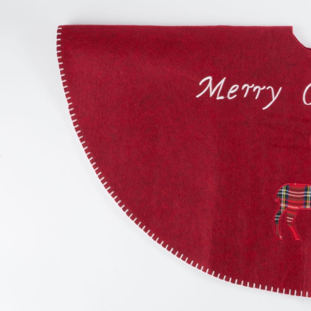 90cm Tartan Reindeer Christmas Tree Skirt