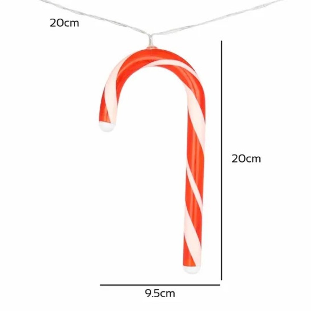 Set Of 10 Battery Operated Christmas Candy Cane String Lights