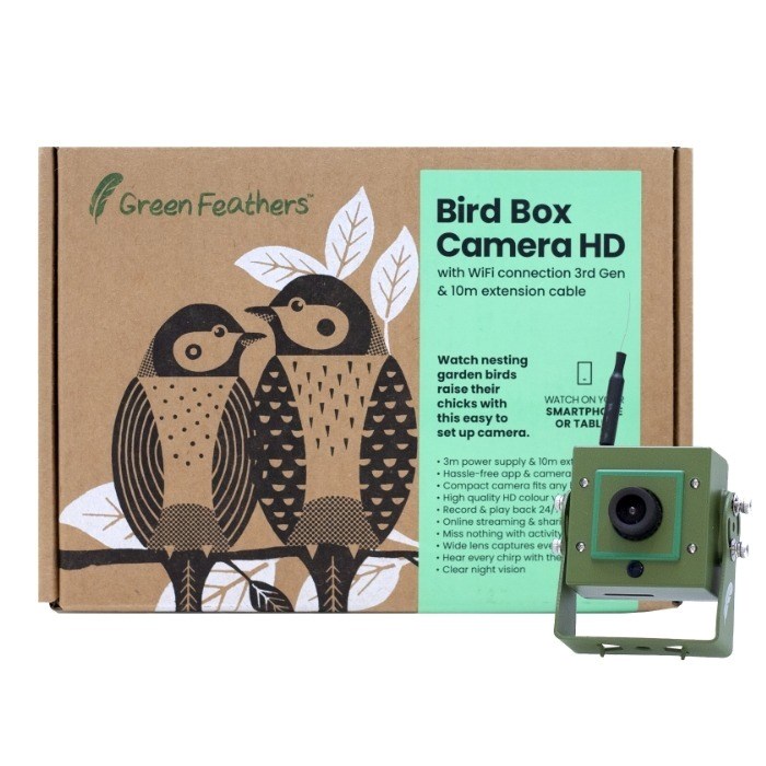 Green Feathers Wifi Bird Box Camera With Gb Eu Us Psu 10M Power Extension Cable