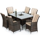 LA 6 Seater Rectangular Rattan Dining Set with Ice Bucket in Brown