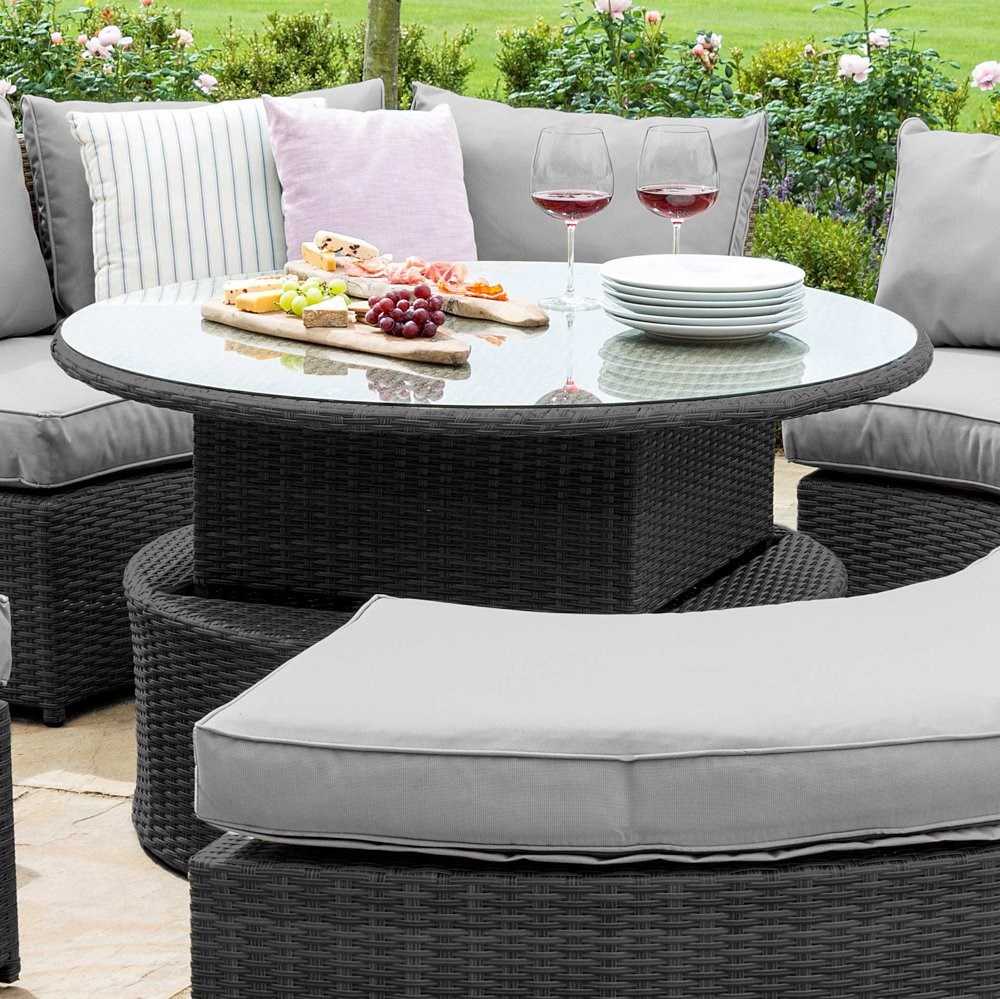 Chelsea Garden Lifestyle Round Rattan Sofa Suite with Glass Table Top in Grey
