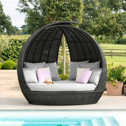 Lotus Garden Rattan Daybed in Grey