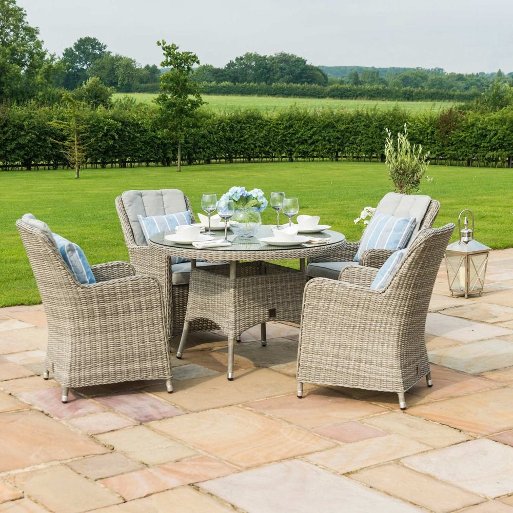 Oxford 4 Seater Garden Round Table And Chairs Dg Setlight Grey