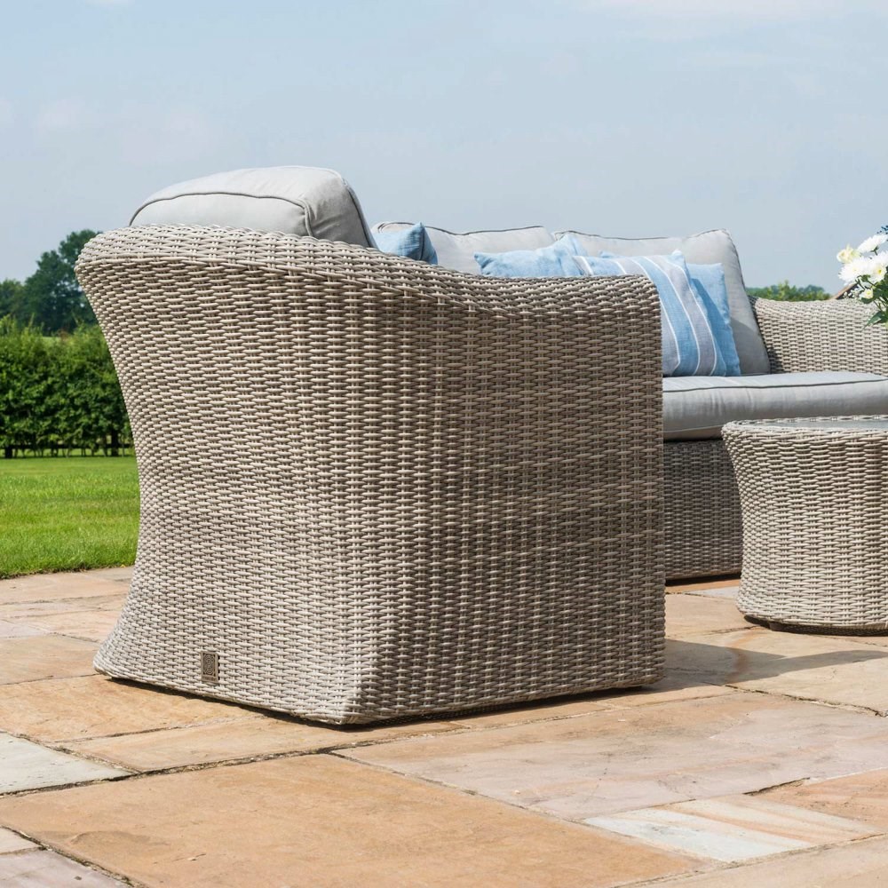 Oxford 2 Seater Rattan Garden Sofa and Chairs set with Table in Light Grey