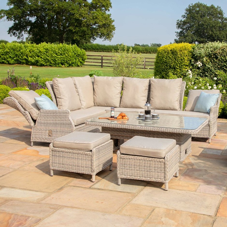 Cotswolds Garden Reclg Corner Sofa Footstools And Risg Table Set Grey/Taupe