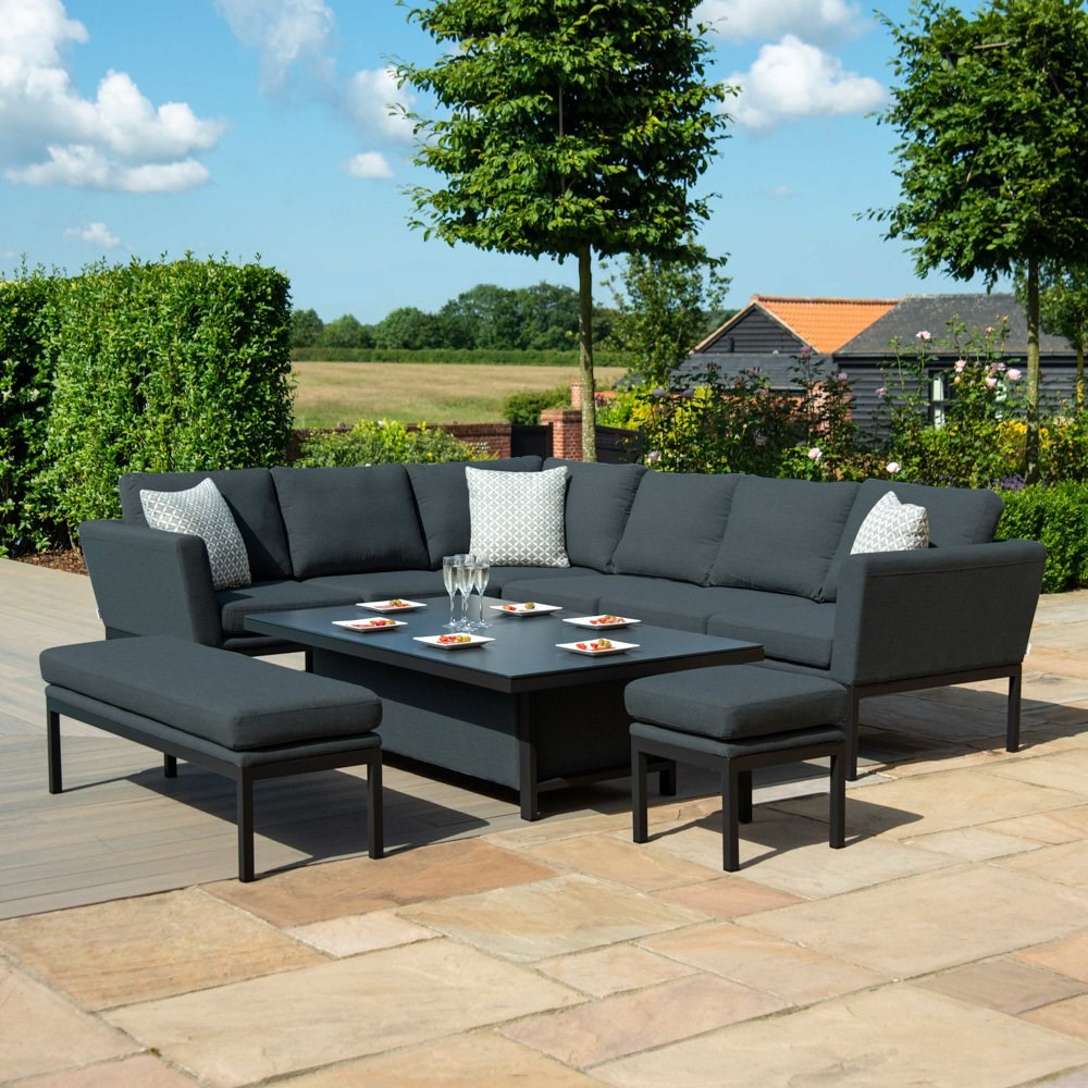 Pulse Garden Corner Sofa Dg Set With Rectangular Risg Table Charcoal