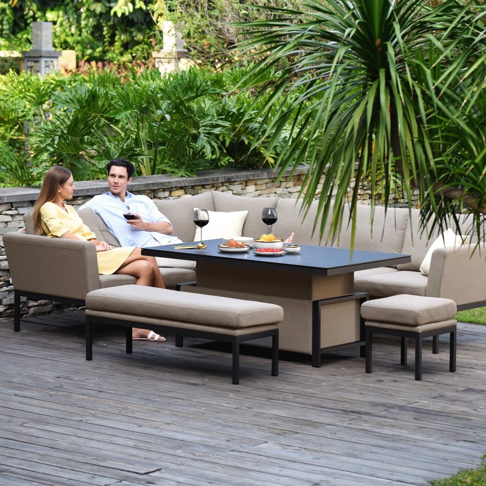 Pulse Garden Corner Sofa Dg Set With Rectangular Risg Table Taupe