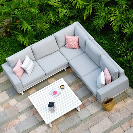 Ethos Garden Rattan Corner Sofa Set and Coffee Table in Lead Chine