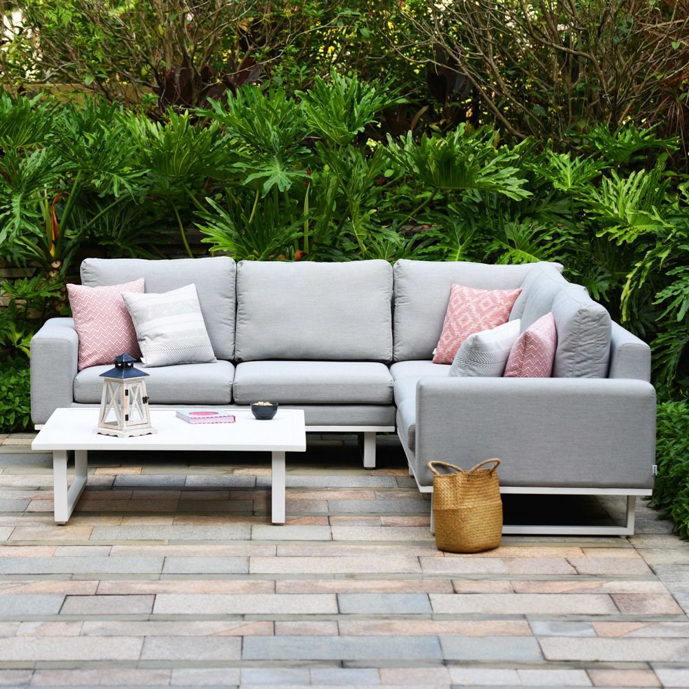 Ethos Garden Rattan Corner Sofa Set and Coffee Table in Lead Chine