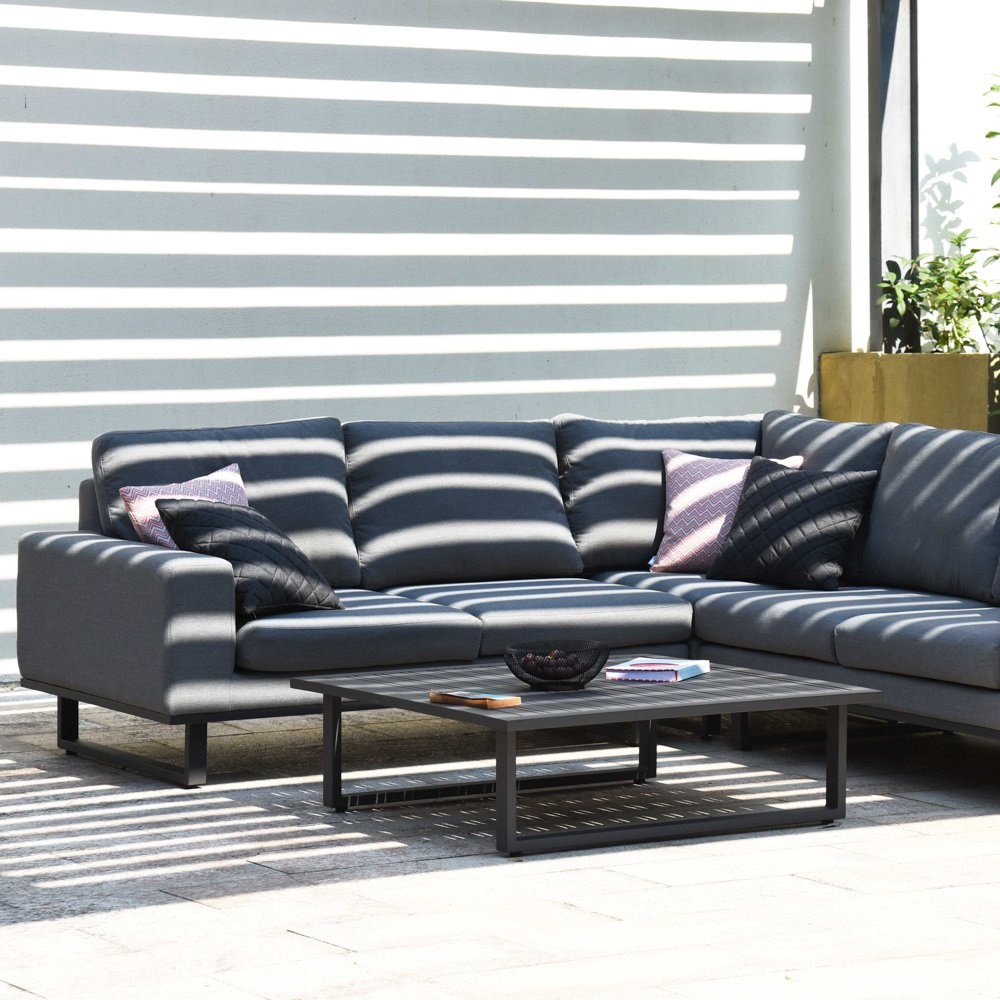 Ethos Garden Rattan Corner Sofa Set and Coffee Table in Flanelle