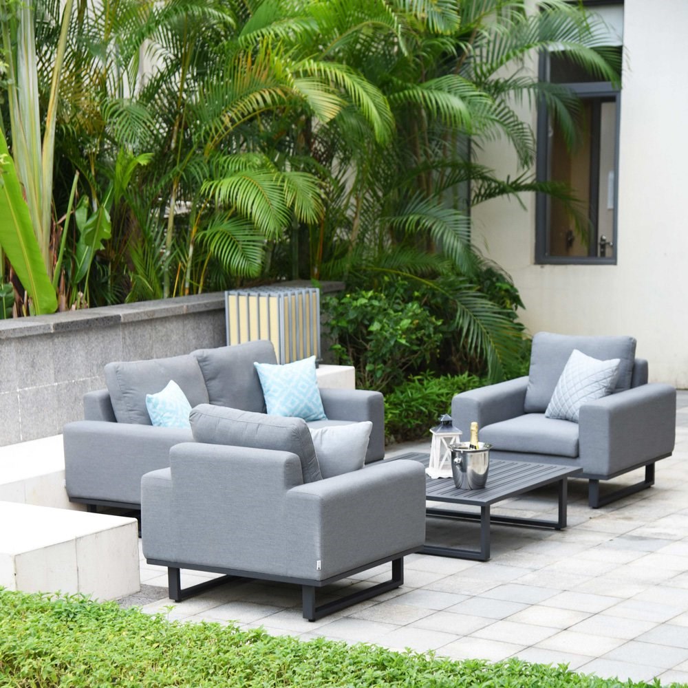 Ethos Garden 2 Seater Sofa Armchairs And Coffee Table Set Flanelle