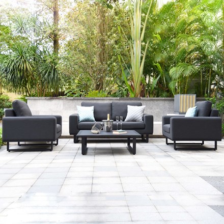 Ethos Garden 2 Seater Sofa Armchairs And Coffee Table Set Charcoal