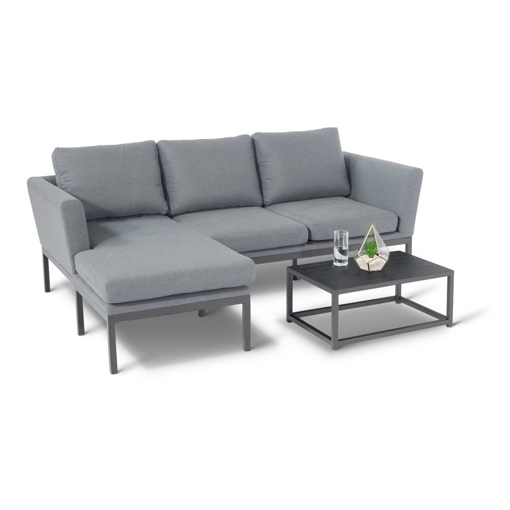 Pulse Garden Rattan Chaise Sofa and Coffee Table Set in Flanelle