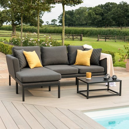 Pulse Garden Rattan Chaise Sofa and Coffee Table Set in Charcoal