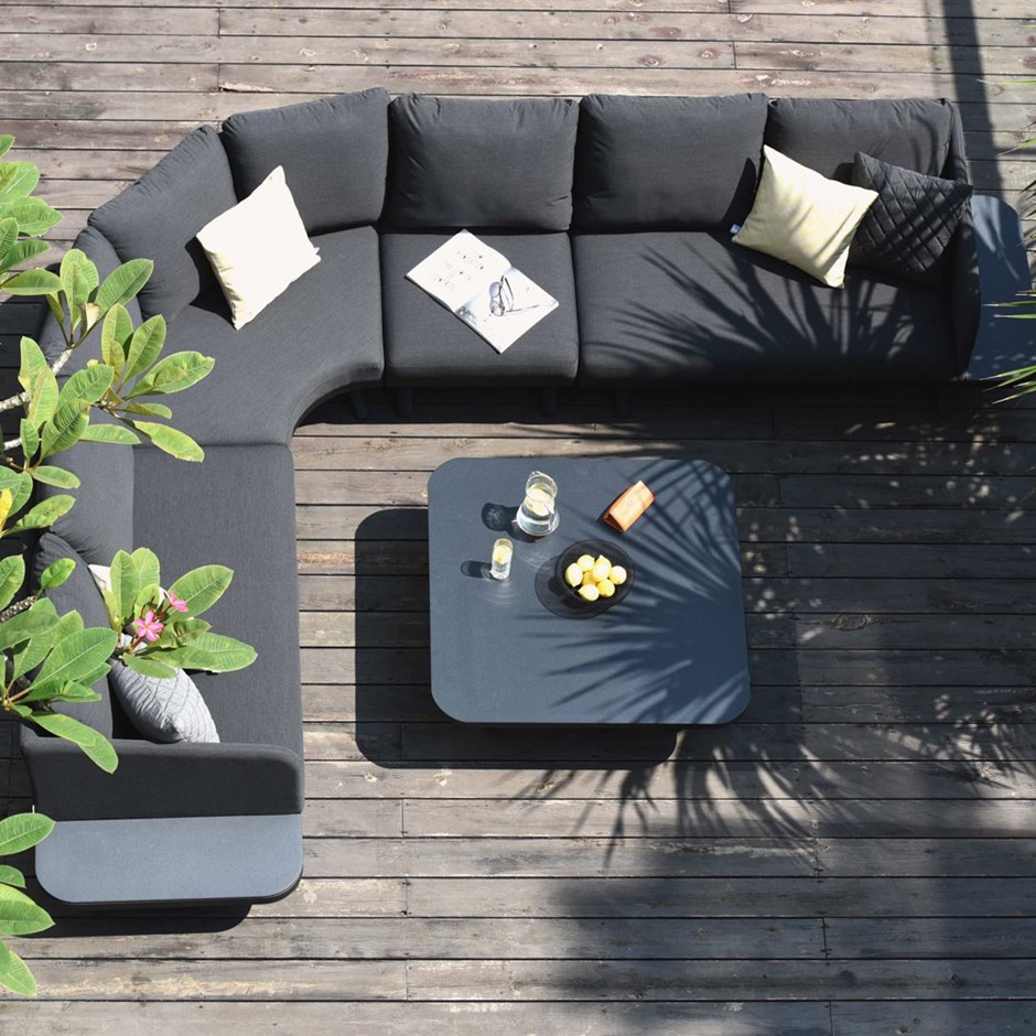 Cove Garden Corner Sofa And Coffee Table Set Charcoal