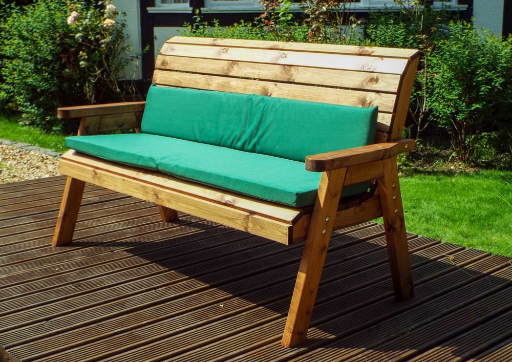 Three Seater Winchester Bench With Green Cushions And Fitted Cover (Hb20G)