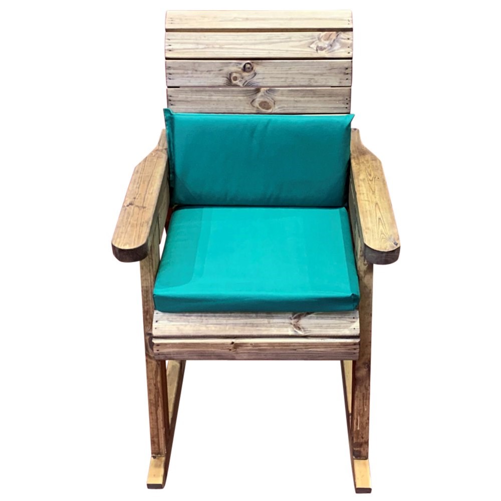 Chair Rocker With Green Cushions And Fitted Cover (Hb87G)