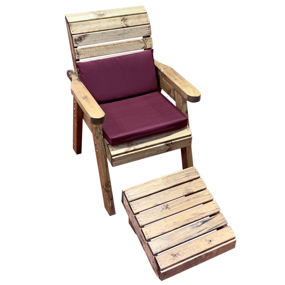 One Seater Lounger With Burgundy Cushion And Fitted Cover (Hb121B)