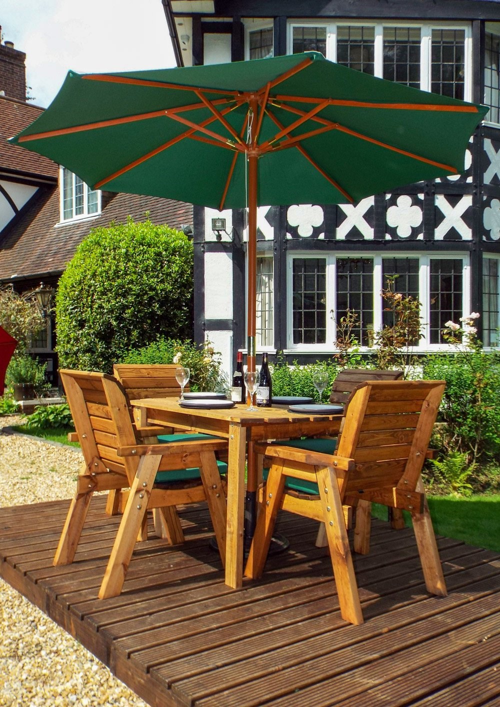 Wooden Four Seater Rectangular Table & Chair Set