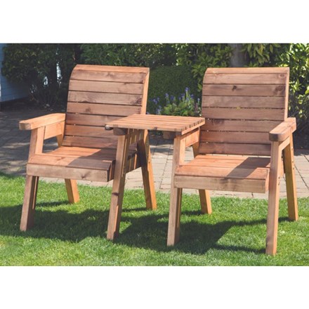 Charles Taylor Wooden Garden Twin Companion Set With Grey Cushion And Fitted Cov