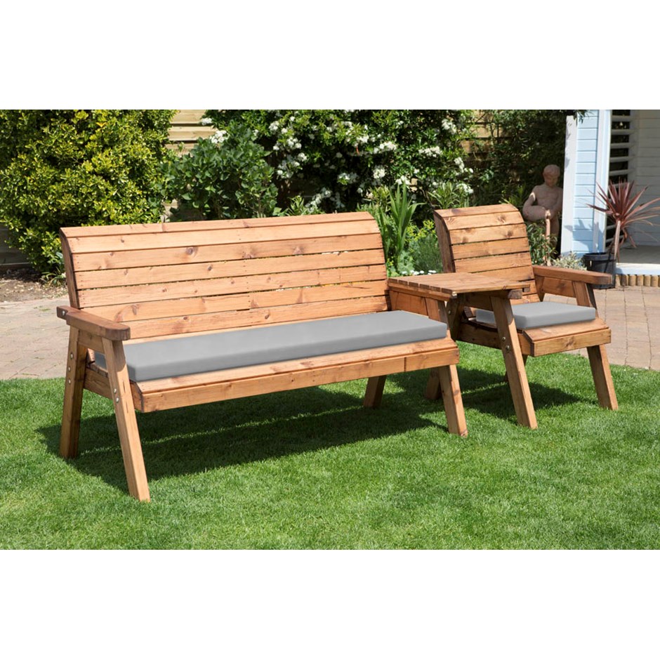 Charles Taylor Wooden Garden 4 Seater Companion Set With Grey Cushion