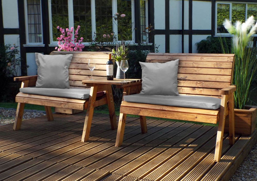 Wooden Twin Bench Set Straight