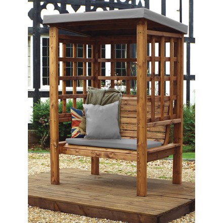 Charles Taylor Wooden Garden Bramham Two Seat Arbour Grey With Grey Cushion