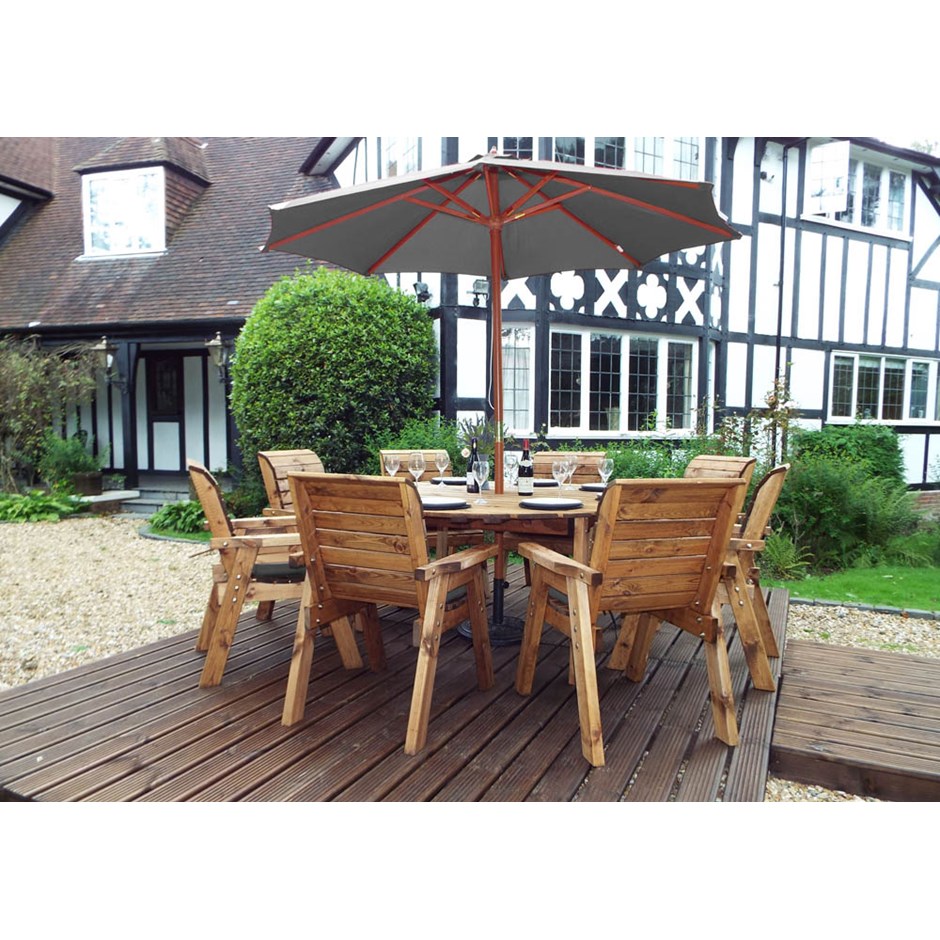 Wooden Eight Seater Round Table & Chair Set