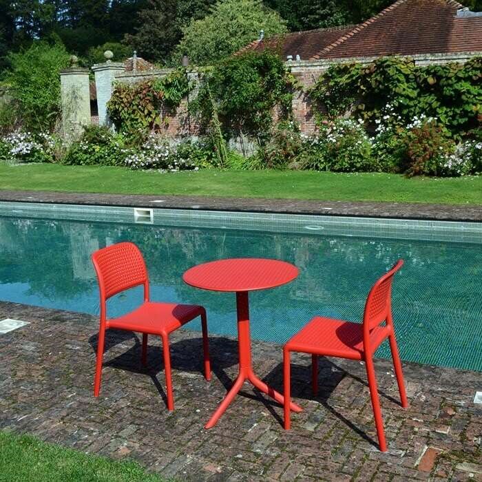 Step Table With 2 Bistrot Chair Set Red