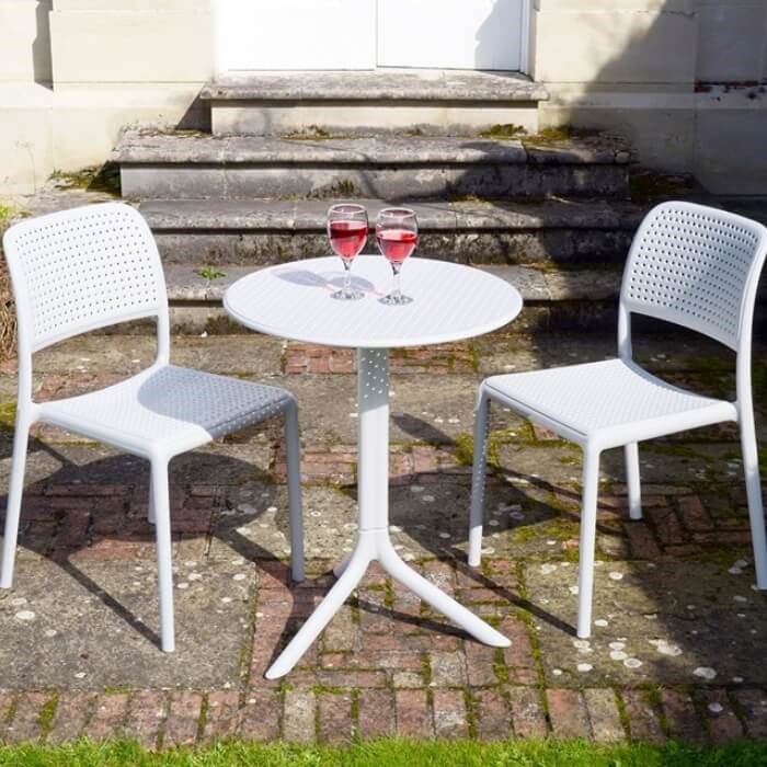 Step Table With 2 Bistrot Chair Set White