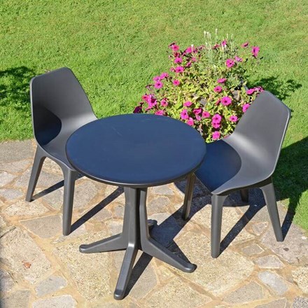 Anthracite Levante Dining Table With 2 Eolo Chairs