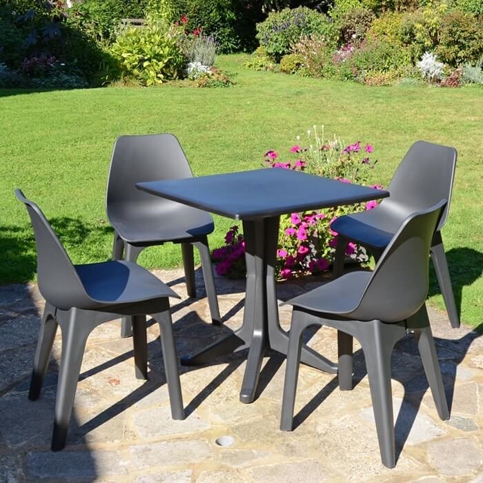 Anthracite Ponente Dining Table With 4 Eolo Chairs