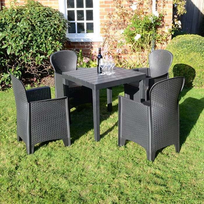 Roma Square Table With 4 Sicily Chairs Set Anthracite