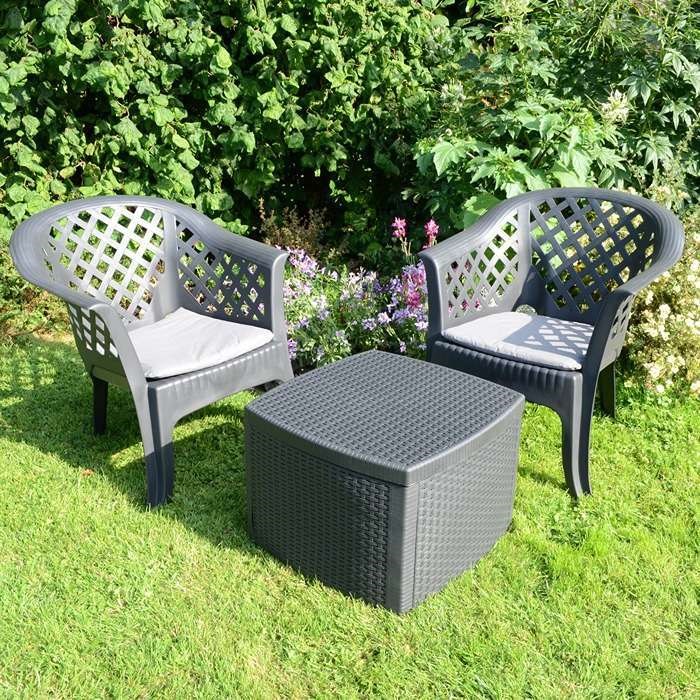Sicily Side Table With 2 Savona Chairs Anthracite