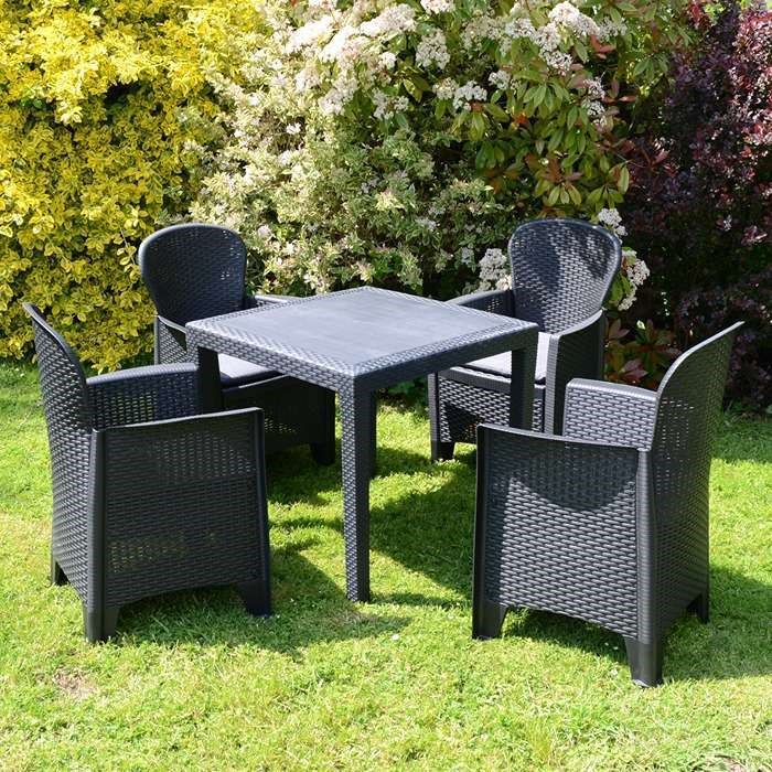 Salerno Square Table With 4 Sicily Chairs Set Anthracite