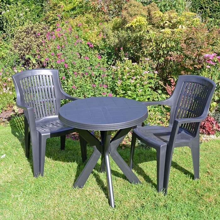 Tivoli Table With 2 Parma Chairs Set Anthracite