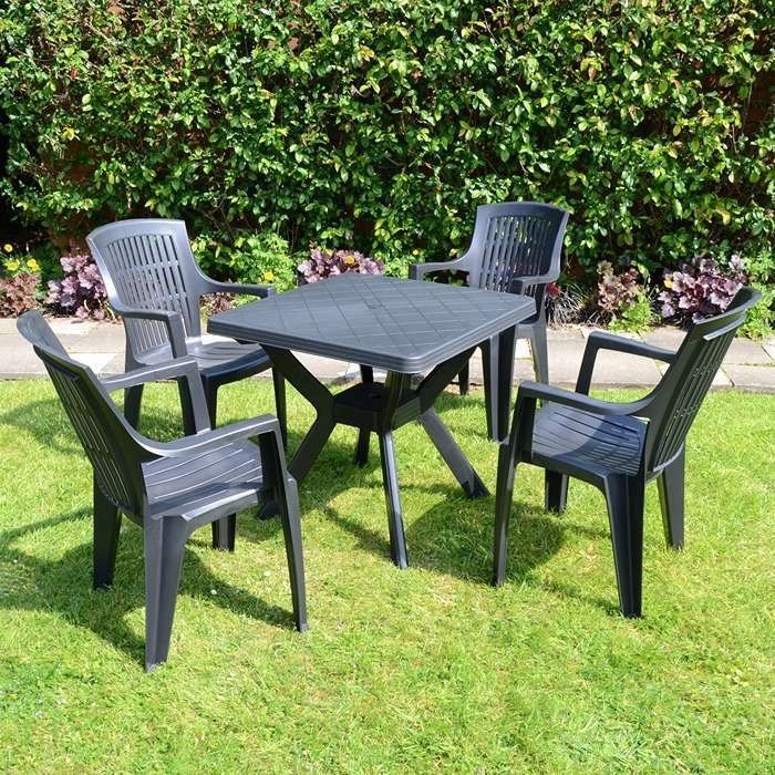 Turin Table With 4 Parma Chairs Set Anthracite