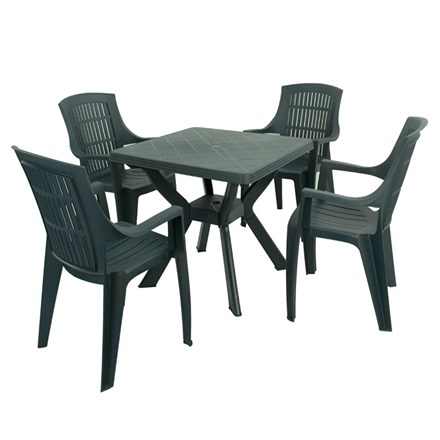 Turin Table With 4 Parma Chairs Set Green