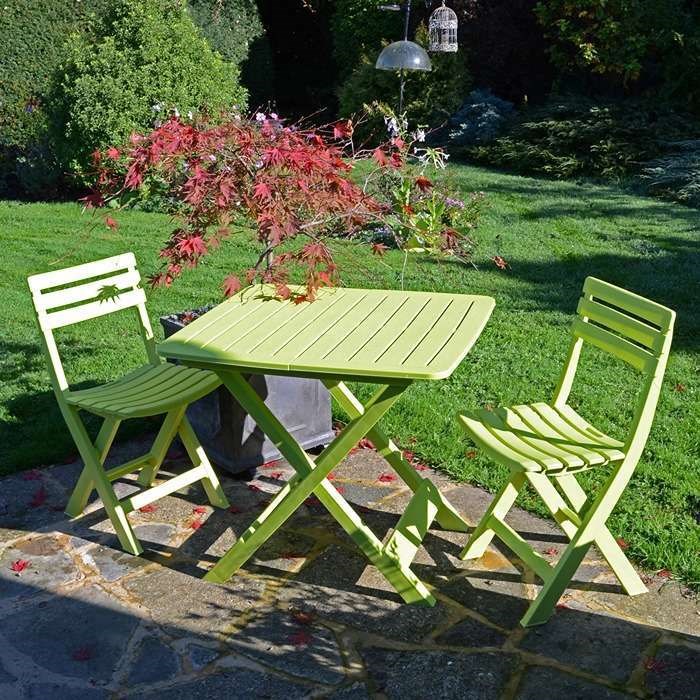 Brescia Folding Table With 2 Brescia Chairs Set Lime