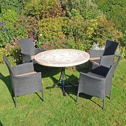 Provence Dining Table With 4 Stockholm Black Chairs Set