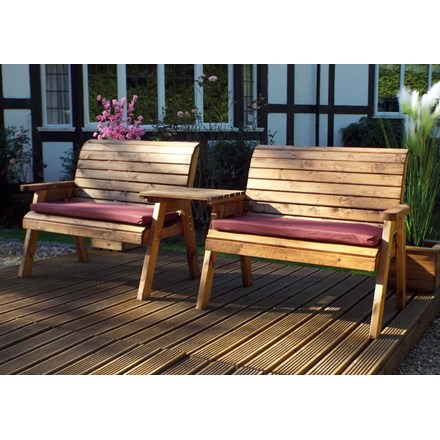 Twin Bench Companion Set With Square Tray Able Redwood Fsc Redwood (Hb115B)